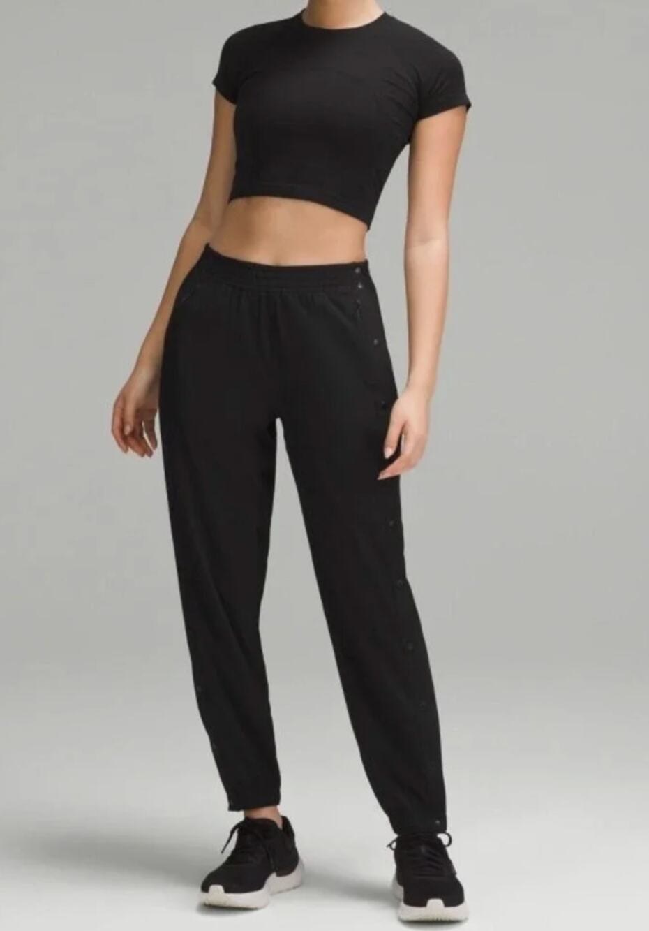 Lululemon Pants Womens 10 Tear Away Track Jogger Black Snap Side Athletic Gym